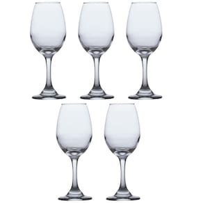 5 Taças de Vidro Resistente Vinho Tinto e Agua 318ml Luxo