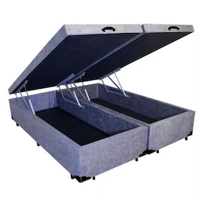 Cama Box Baú Casal Bipartido NK Camas Suede Cinza 41x138x188