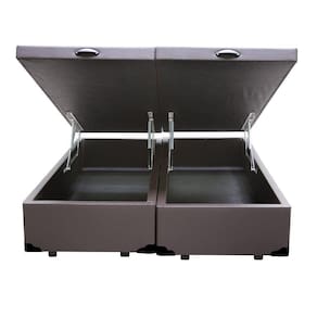 Cama Box Baú Casal Bipartido NK Camas Sintético Marrom 41x138x188