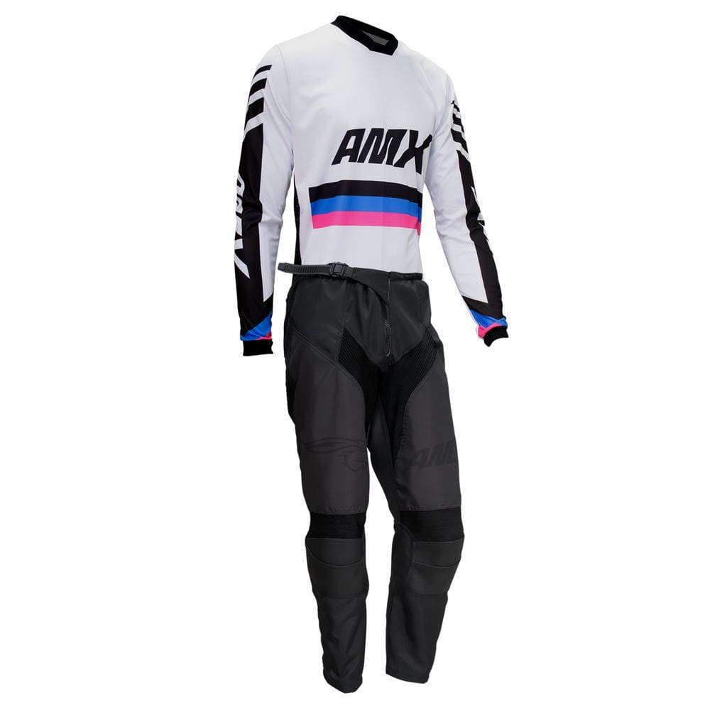 Conjunto Roupa Amx Cross One Branco Preto Calça Camisa Trilha Motocross