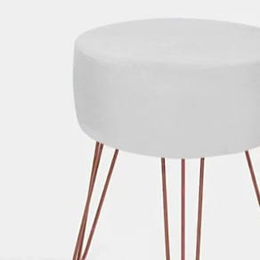 Puff Puf Banqueta Redondo Magnus Branco Aramado Rose Gold