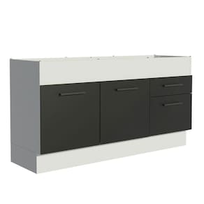 Balcão de Pia Madesa Agata 150 cm 2 Portas e 2 Gavetas (Sem Tampo e Pia) - Branco/Preto