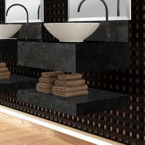Prateleira em Porcelanato Técnico Polido Para Banheiro 60cm Max Blu Akira Black