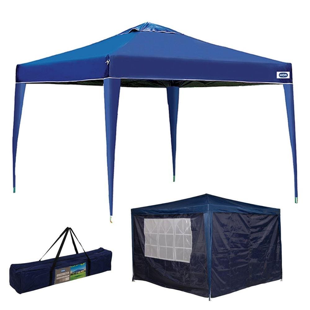 Kit Tenda Gazebo X-flex 3x3 m Articulado + Conjunto 4 Paredes Azul - Mor