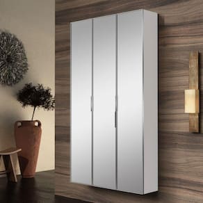 Conjunto para Banheiro Blu com 3 Armários Verticais Brancos com Portas Espelhada Bumi Branco