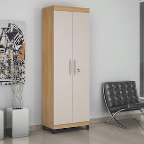 Armário Multiuso 2 Portas com Chave Asteca Valdemóveis Cinamomo/Off White