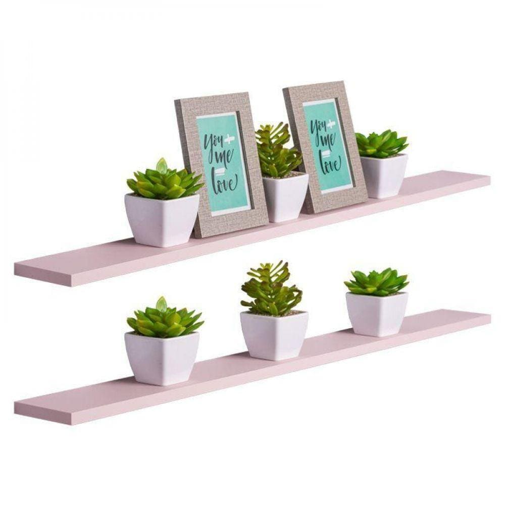 Kit 2 Prateleiras 80 x 20cm Rosa Claro Invisível