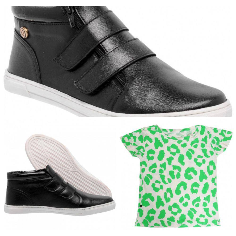 Tênis Botinha Casual Preto Feminino Forrado com Lã | Todamulher.com.br