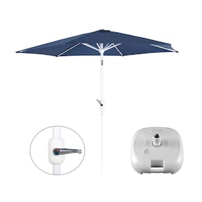 Kit Ombrelone Guarda Sol Aço Manivela 2,4 Metros Azul + Base Plástica Branca - Mor