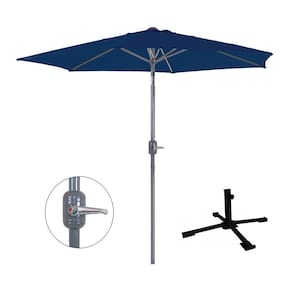 Kit Ombrelone Guarda Sol Alumínio Manivela 2,4 Metros Azul + Base Aço - Mor