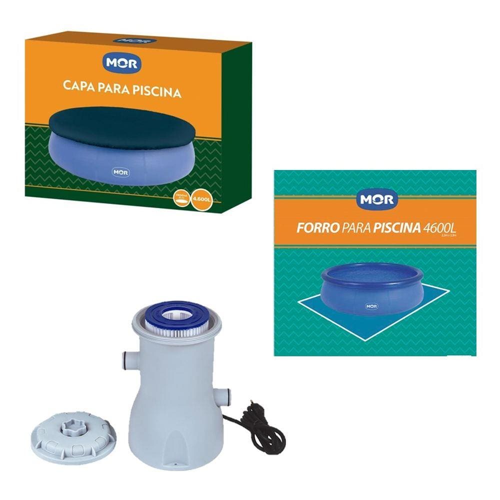 Kit Capa + Forro + Filtro Para Piscina Inflável Splash Fun 4600 L - Mor