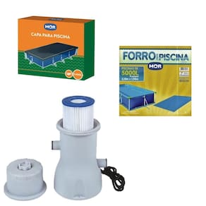 Kit Capa + Forro + Filtro Bomba 3.600 L/h Para Piscina Premium 5000 Litros - Mor