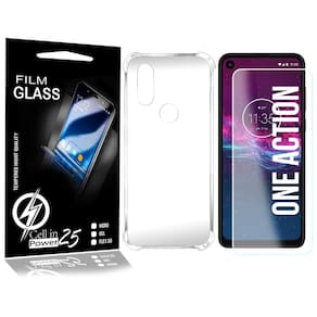 Película Vidro + Capa COM BORDA Moto One Action XT2013 6.3 - Cell In Power25