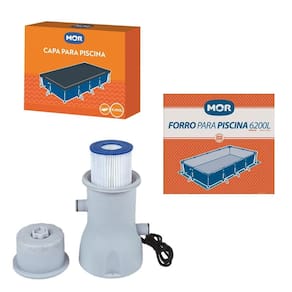 Kit Filtro 3600 L/h + Capa +  Forro Para Piscina Premium 6200 L - Mor