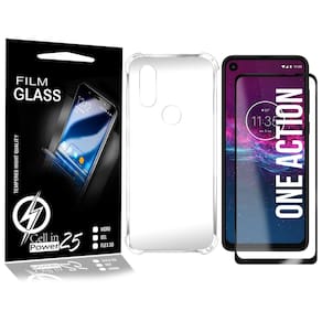Película Vidro 3D + Capa COM BORDA Moto One Action XT2013 6.3 - Cell In Power25