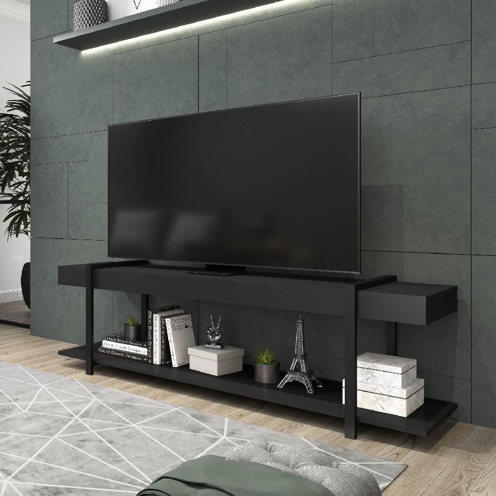 Rack para TV Habitat Preto e Tubos Pretos Carraro