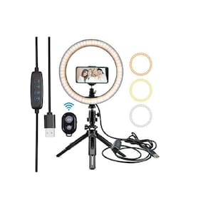 LED Ring Light 10 polegadas com controle remoto e tripé de mesa modelo RL-010