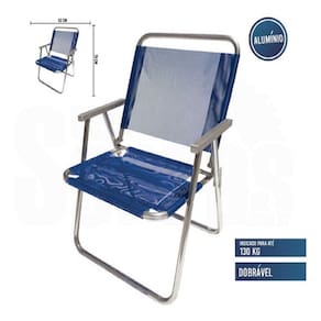 Cadeira De Praia Varanda Extra Larga 130Kg Em Aluminio