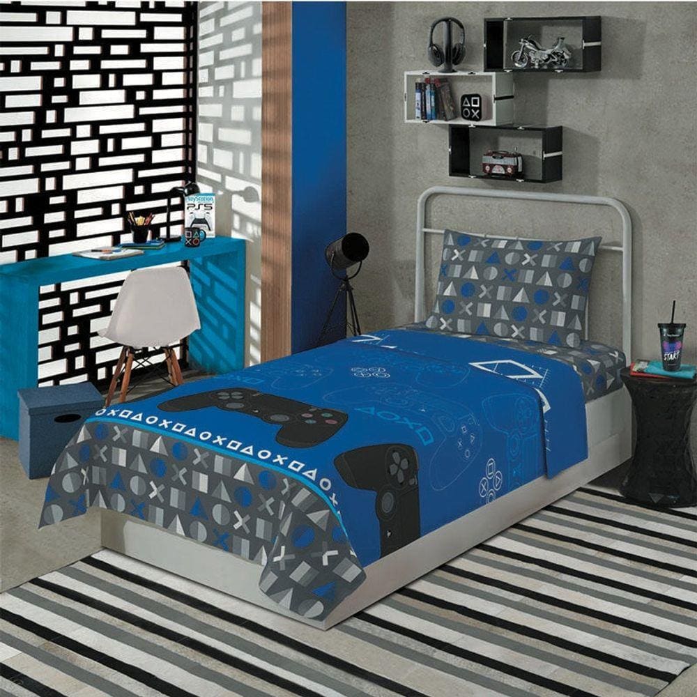 Jogo de Cama 2 peças Solteiro Videogame 1,40x2,20cm Lepper