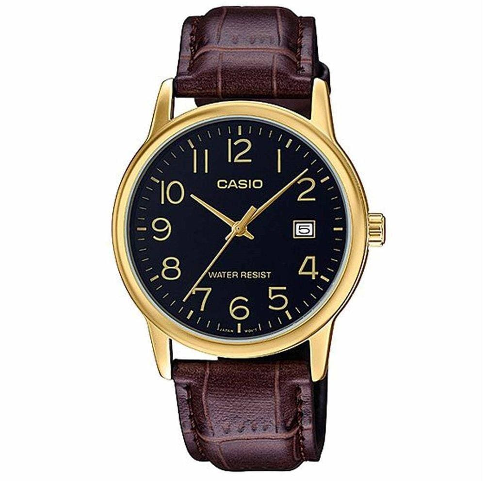Relogio Masculino Mtp-v002gl 1bu Dourado Marrom
