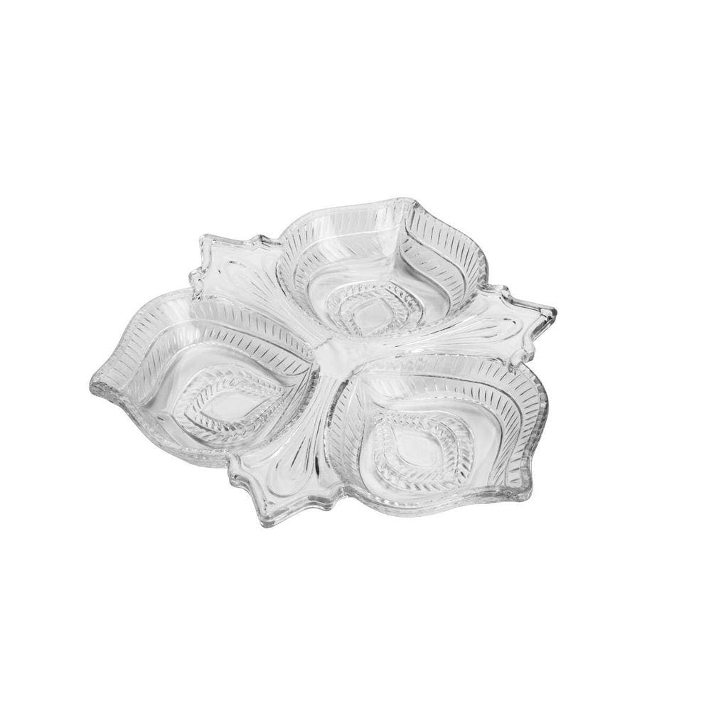 Petisqueira Vintage De Cristal Com 3 Divisórias 26 X 4 Cm