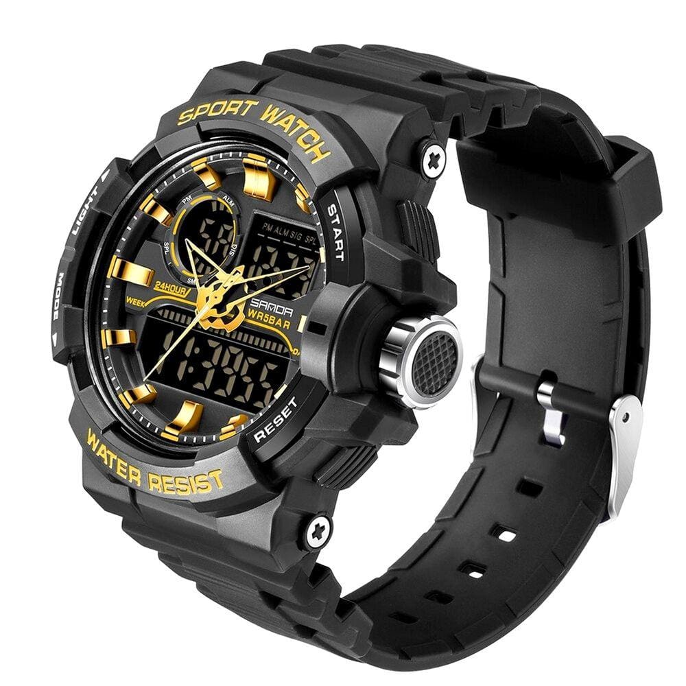 Relógio Masculino SPORT Design Militar Luxuoso Sanda Relógio de Pulso de Quartzo  A prova D`água