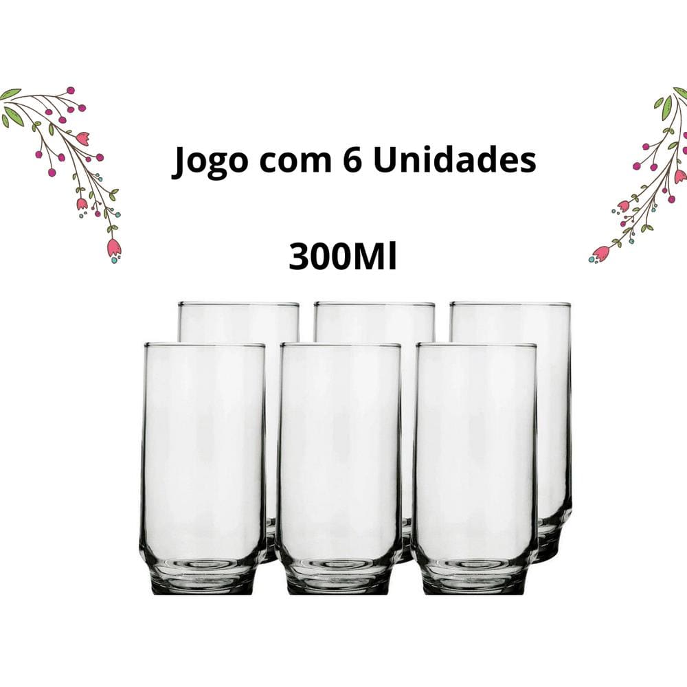 Jogo Copos Lights Long Drink 410ml 6 Peças Nadir