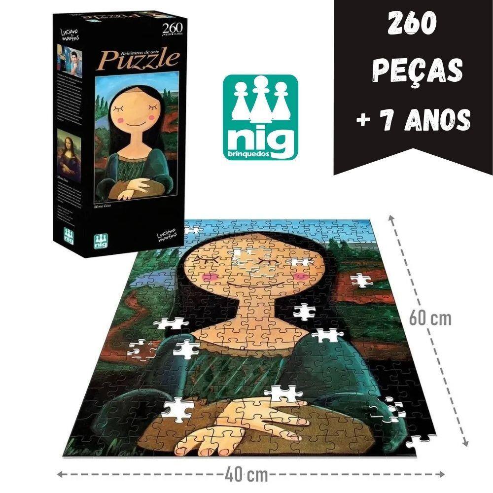 Quebra-Cabeça 500 Peças Puzzle Quadro Mona Lisa 50,8x36 cm em