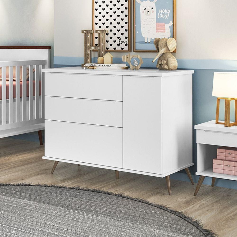 Cômoda Infantil 3 Gavetas 1 Porta Melinda Phoenix Baby Branco