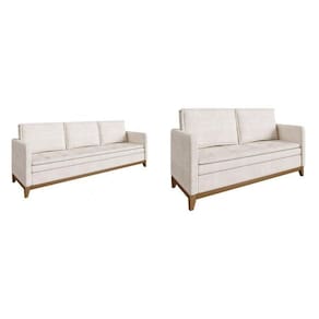 Conjunto de Sofá 2 e 3 Lugares Ingá Casa de Pedra Estofados Bege/Branco