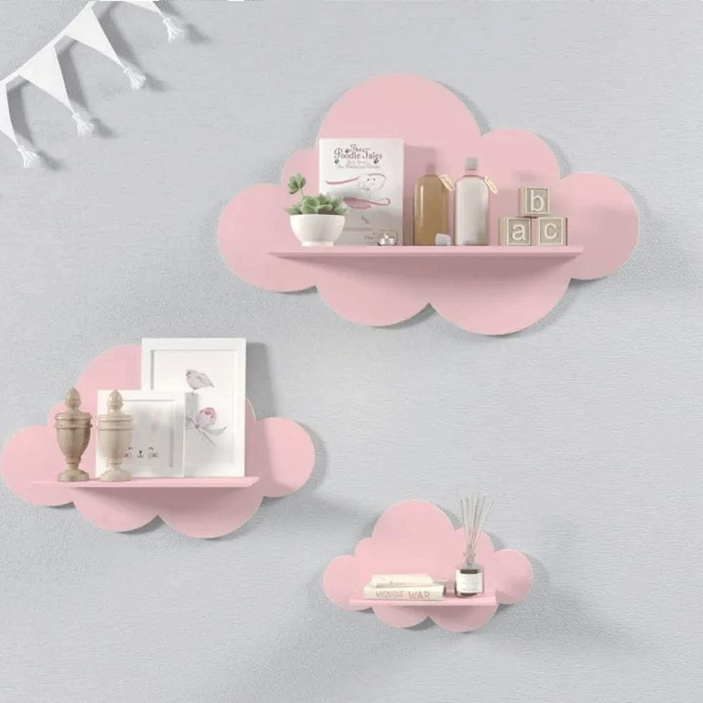Trio De Prateleiras De Nuvens Nichos Quarto Decoração 6mm