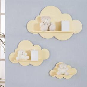 Trio De Prateleiras De Nuvens Nichos Quarto Decoração 6mm