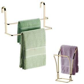 Kit Suportes Toalheiro Para Box Porta Toalhas Duplo De Rosto Bancada Banheiro Dourado - Future