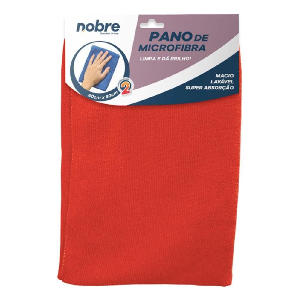 Pano de microfibra 60x80cm (pacote c/2unid.) vermelho - Nobre