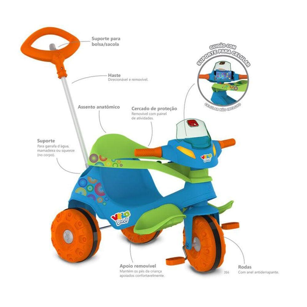 Motoca Triciclo Pedal e Passeio Adventure Azul (841) Brinquedos