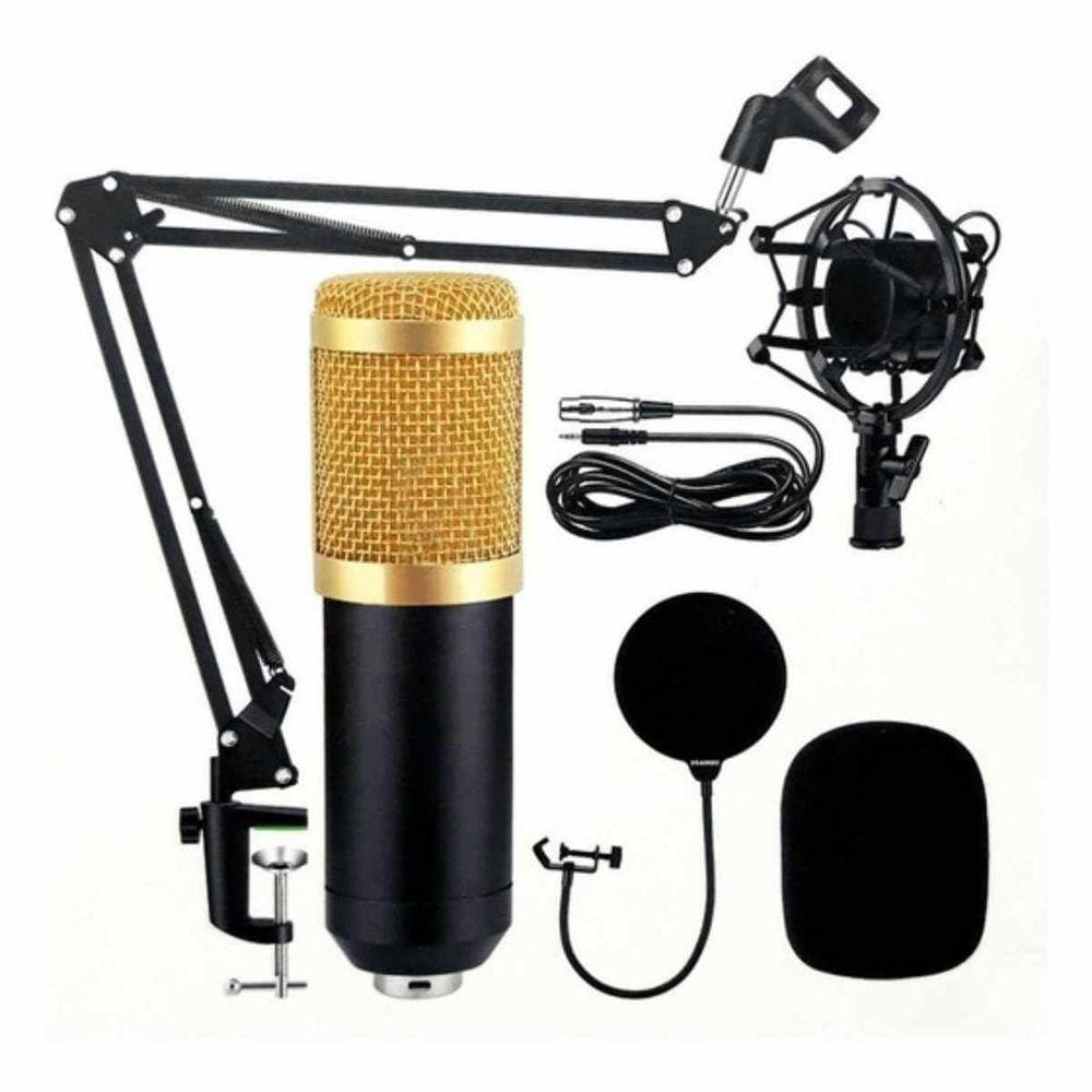 Microfone Condensador Profissional Canto Podcast com suporte
