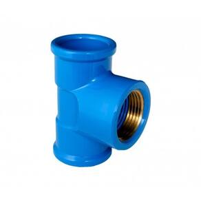 Tee Soldável Plastilit com Bucha Latão Azul 25mm x 3/4 Embalagem com 20 Unidades
