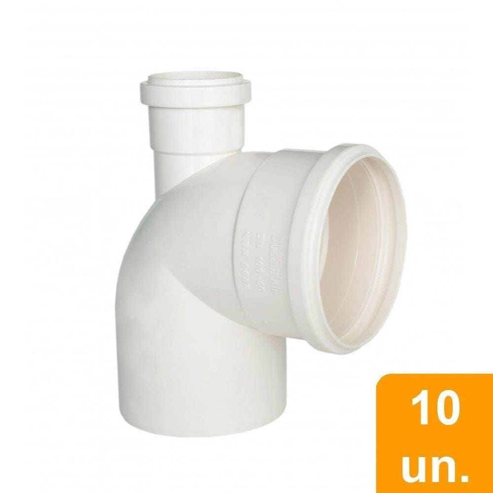 Joelho Esgoto 90º com Visita Plastilit 100x50 - Embalagem com 10 Unidades