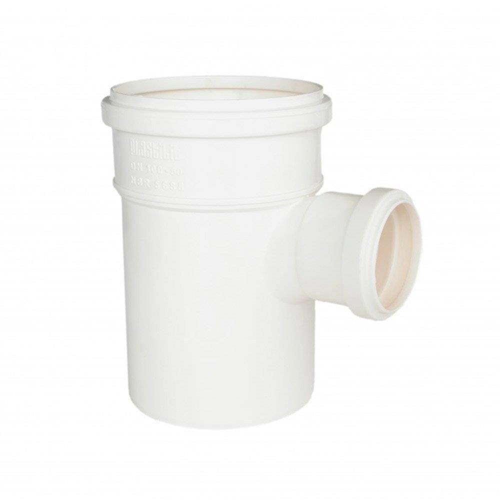 Tee de Redução para Esgoto Plastilit 75 x 50mm Embalagem com 10 Unidades