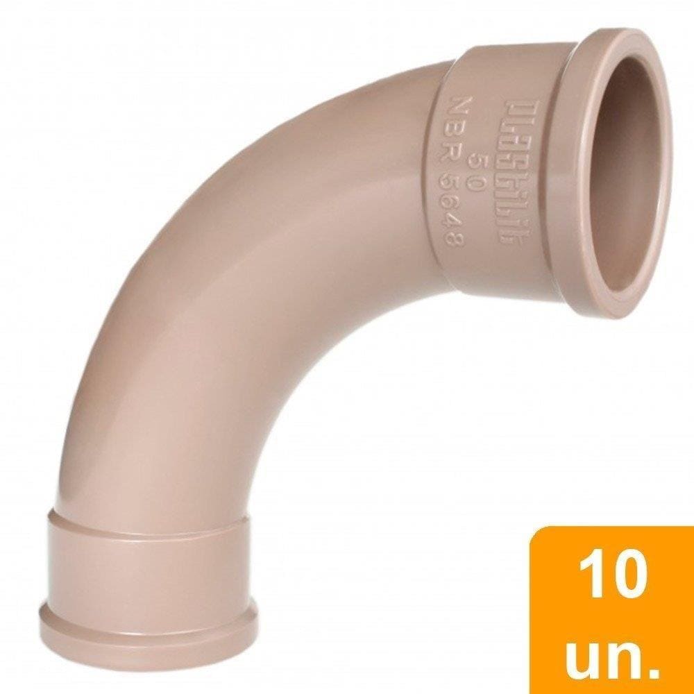 Curva para Esgoto Plastilit Soldável 90° 50mm Embalagem com 10 Unidades