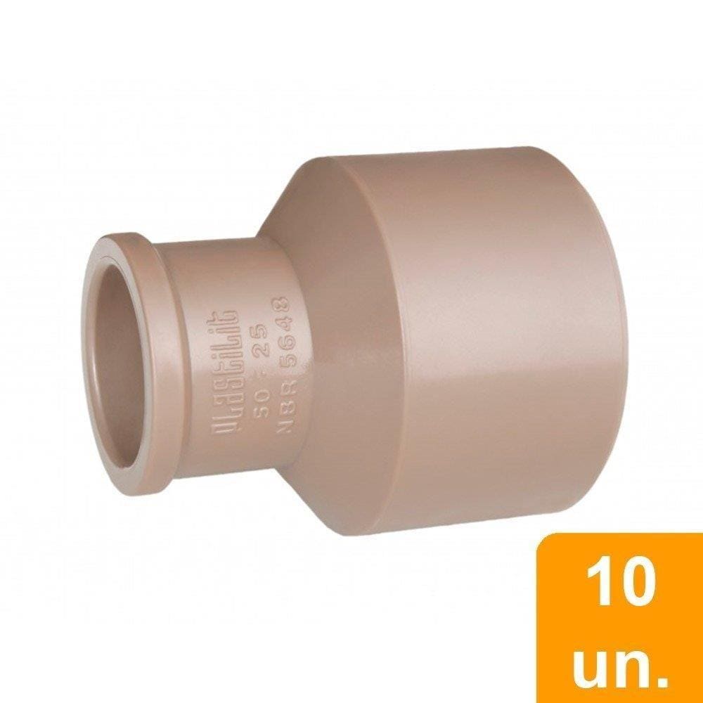 Bucha de Redução Soldável Longa Plastilit 50x25 - Embalagem com 10 Unidades
