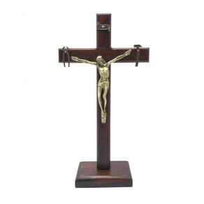 Crucifixo Mesa E Parede Cruz Saletina La Salette Madeira Escura 23 Cm