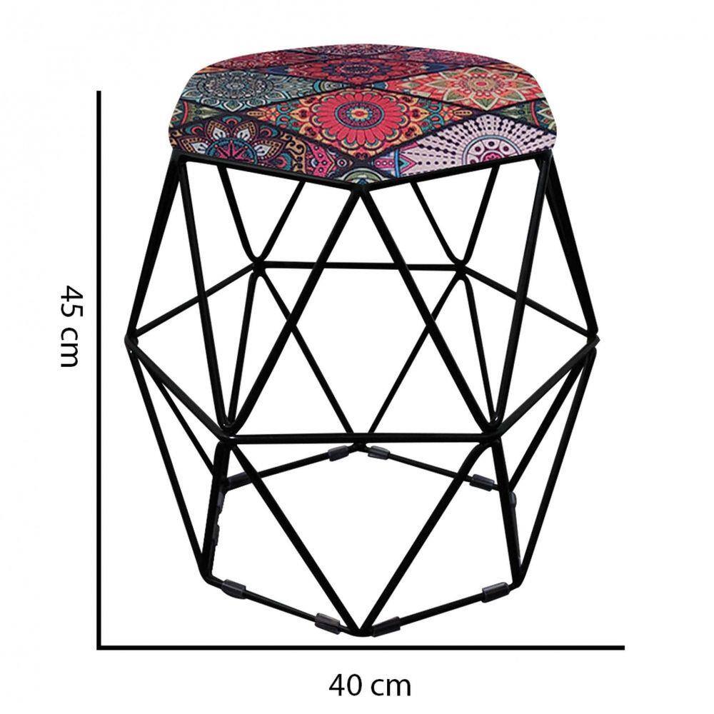 Puff Banqueta Aramado Luna Para Penteadeira Quarto Hexágono Base