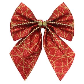 Kit 26 Peças Enfeite Árvore Natal Laço Lacinho Vermelho Brilhante 15,5cm