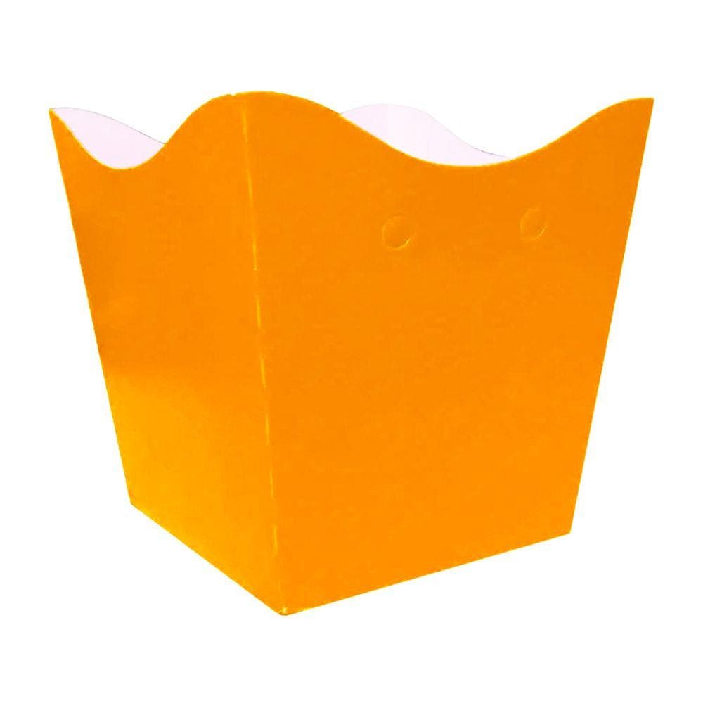 Cachepot de Papel Liso Laranja Neon Pequeno - 10 Unidades