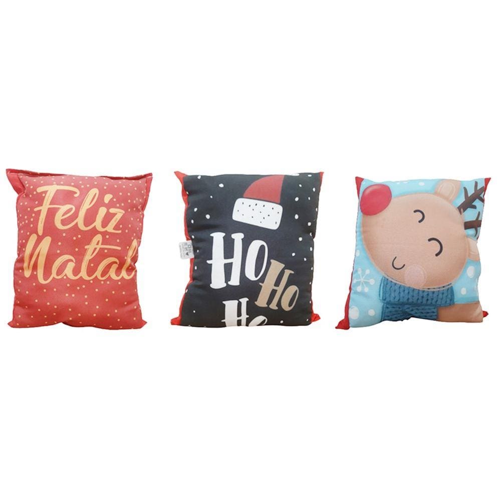 Kit 3 Almofadas Decorativa Natal Estampa Natalina 26 x 20cm