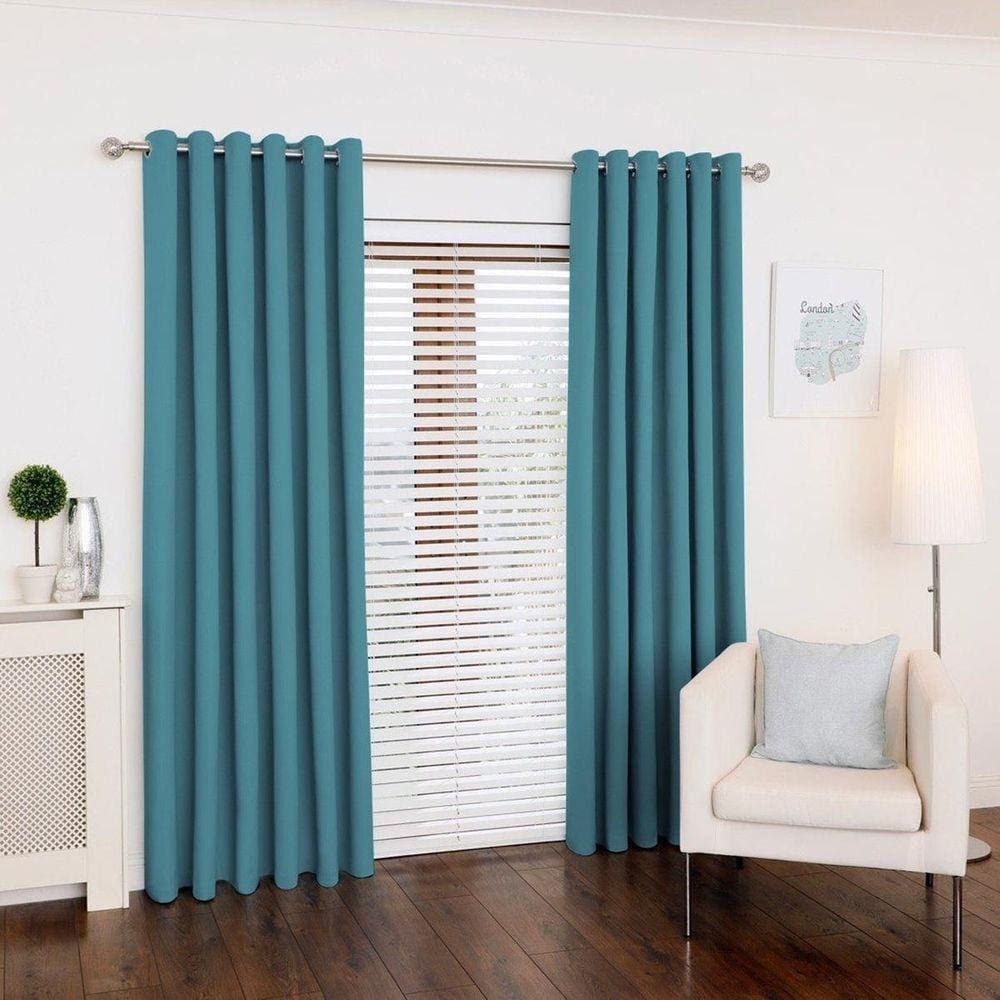 Cortina Roma Oxford Turquesa Sala/Quarto 300X250 Para Varão