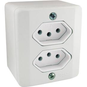Tomada Dupla 3 Pólos (2P+T) 10a Sistema X Branco Radial