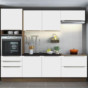 Cozinha Completa Madesa Lux com Armário e Balcão 6 Portas 5 Gavetas - Rustic/Branco Veludo