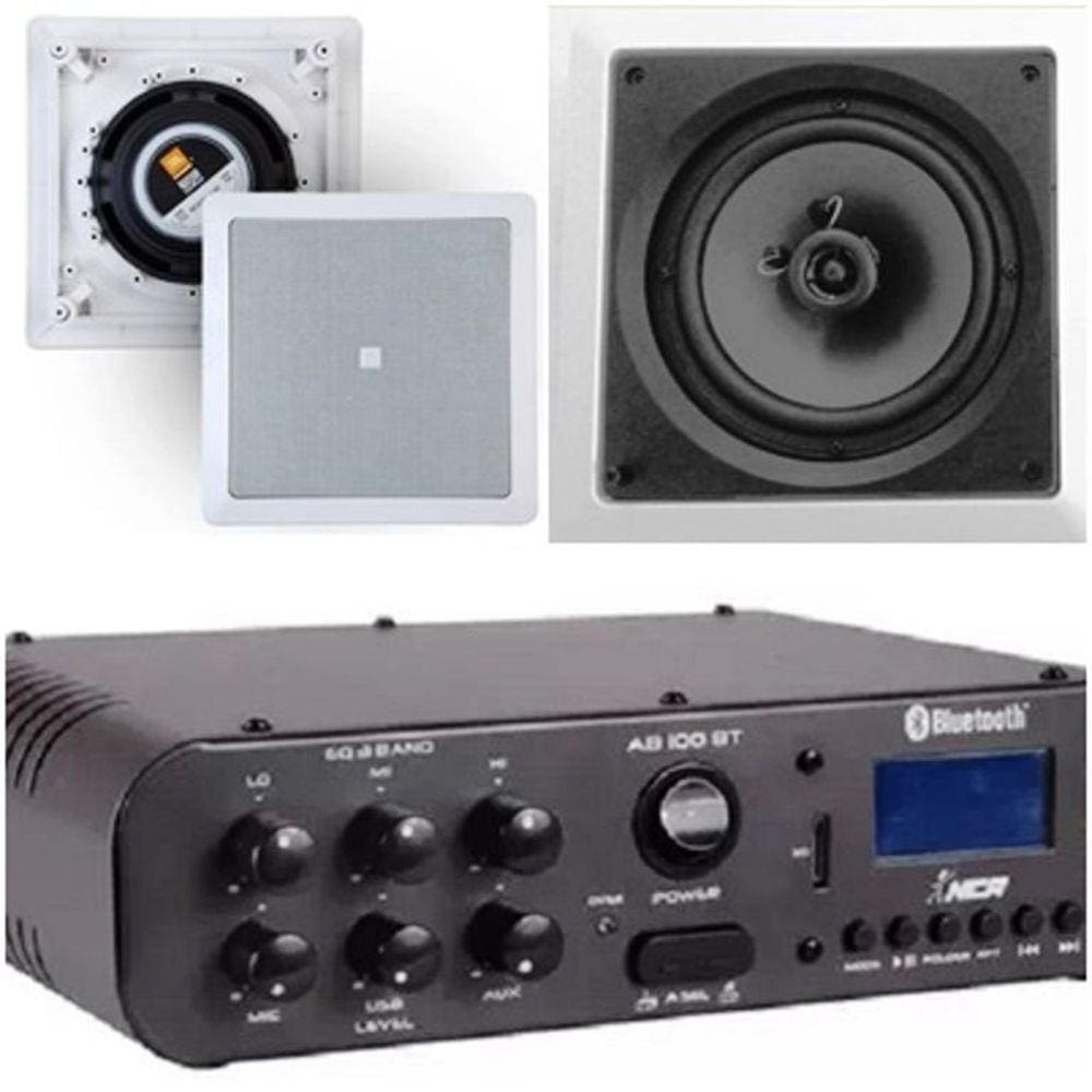 Amplificador Sa100bt Bluetooh + 2 Cxs Gesso 6Co1q